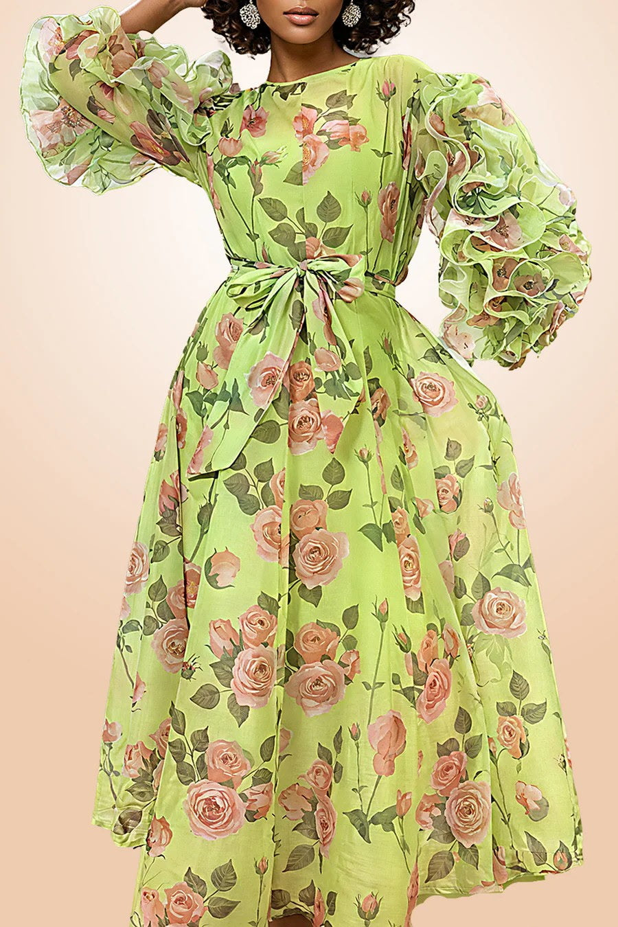 Floral Spring Green Dress