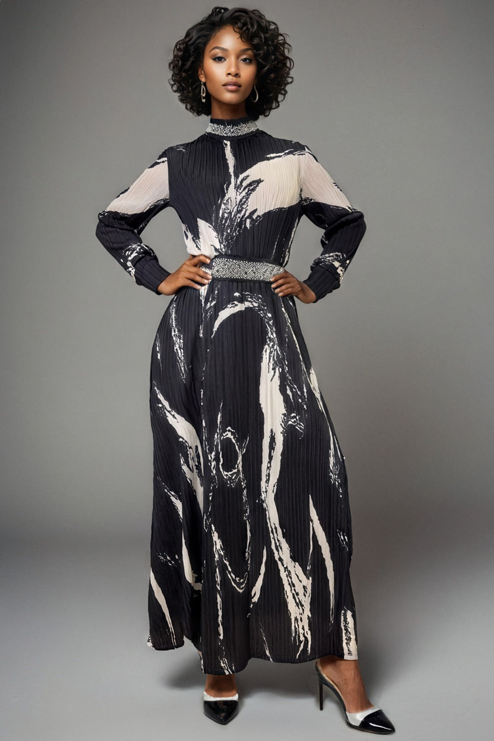 Beaded Crinkled Dress