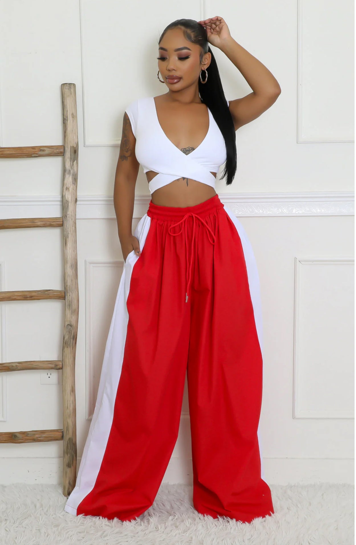 WIDE LEG STRIPE PANTS