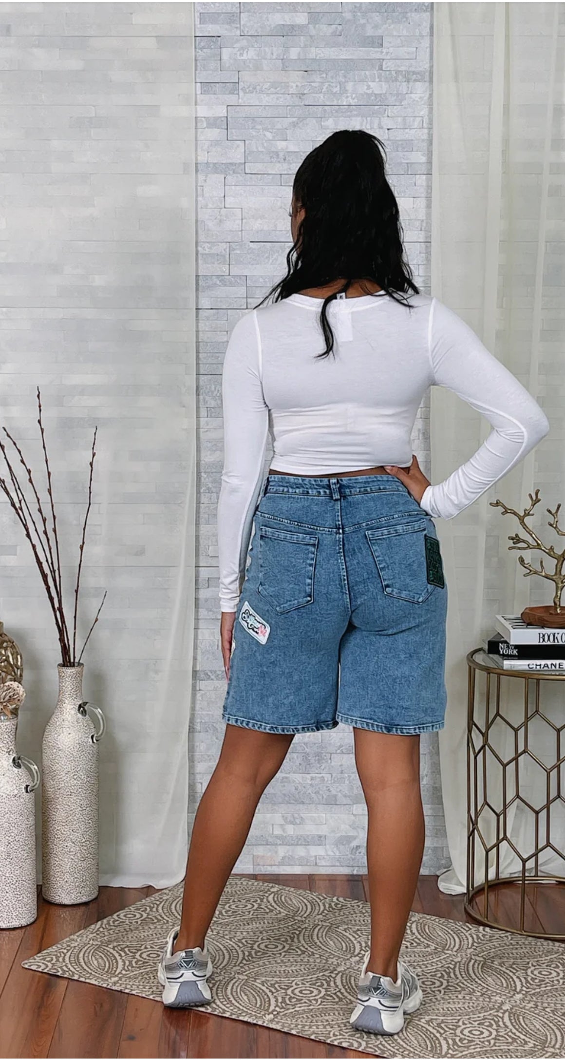 Patch Denim Shorts