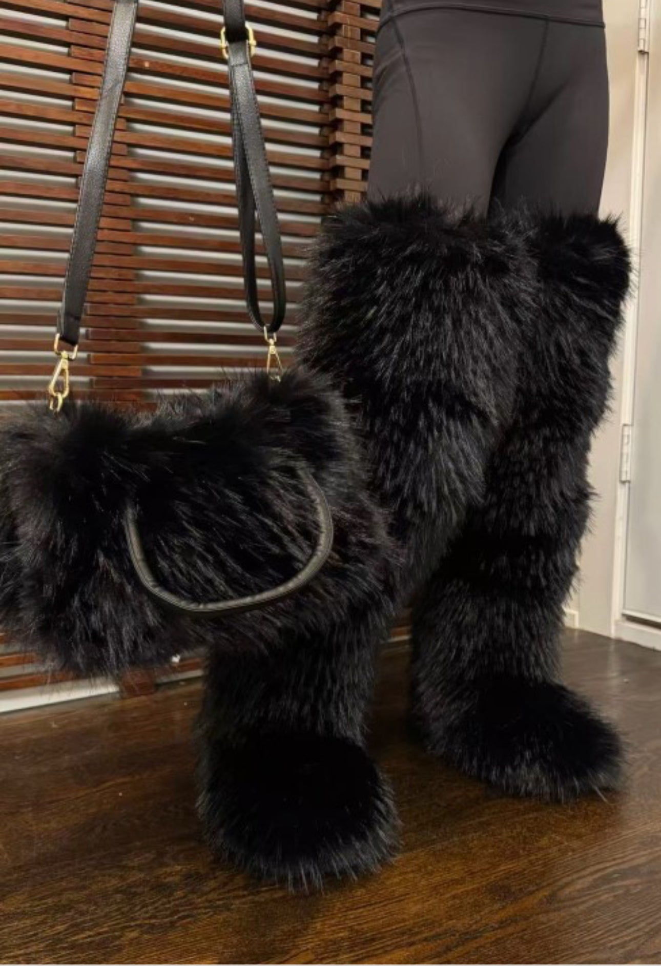 Black Thigh Fur Boot