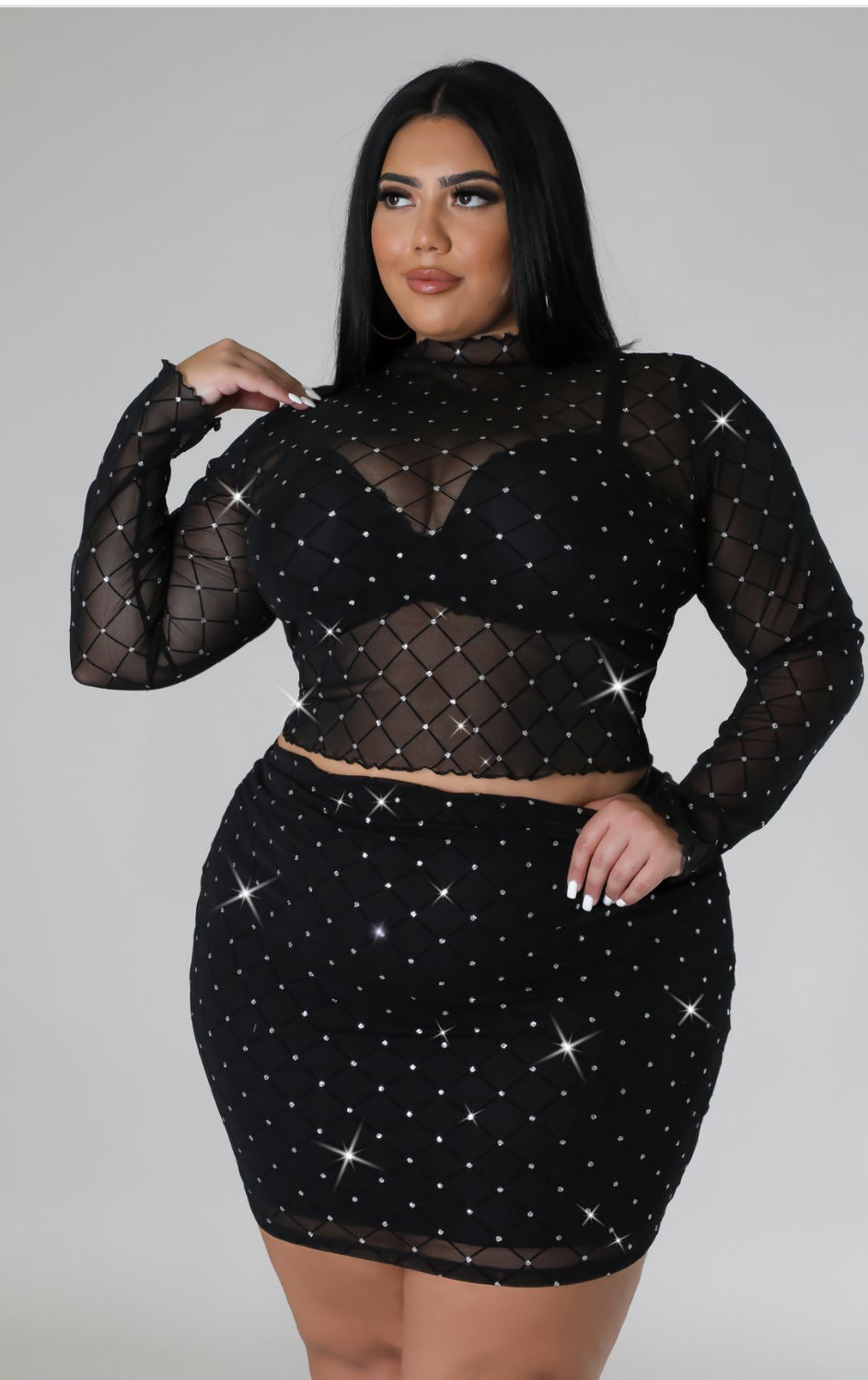 Plus Bling Skirt Set