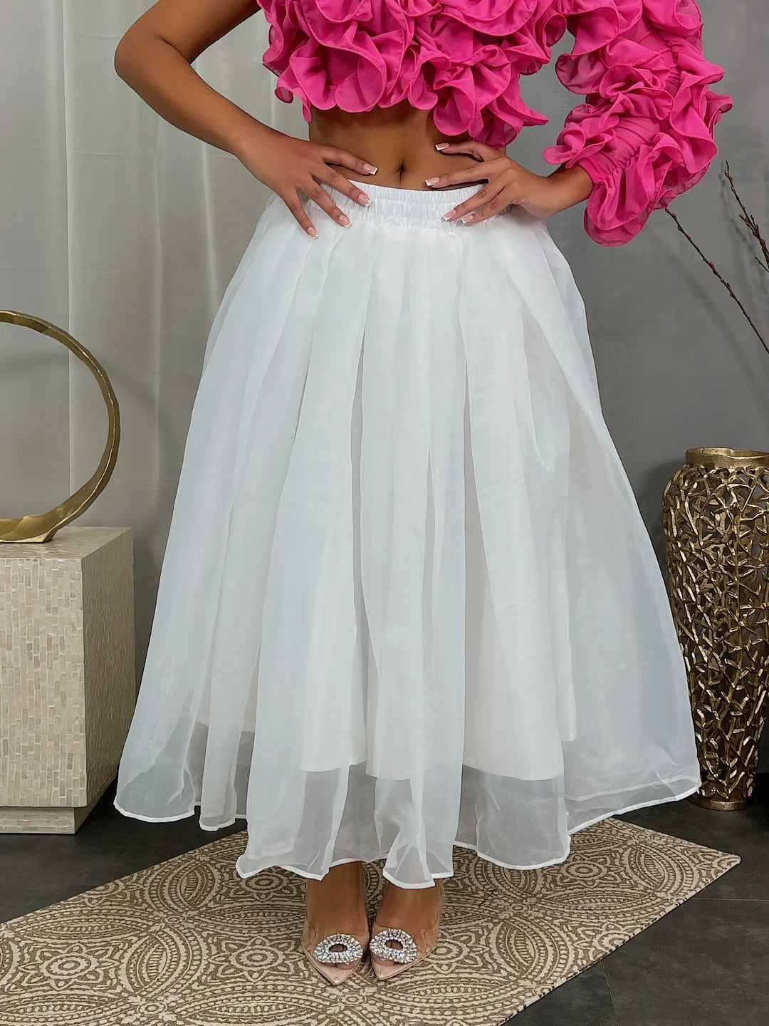 ORGANZA MIDI SKIRT