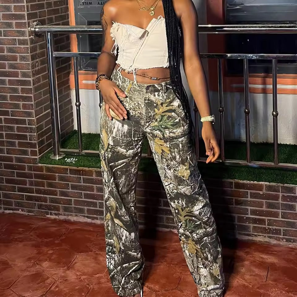 Woods Print Cargo Pants