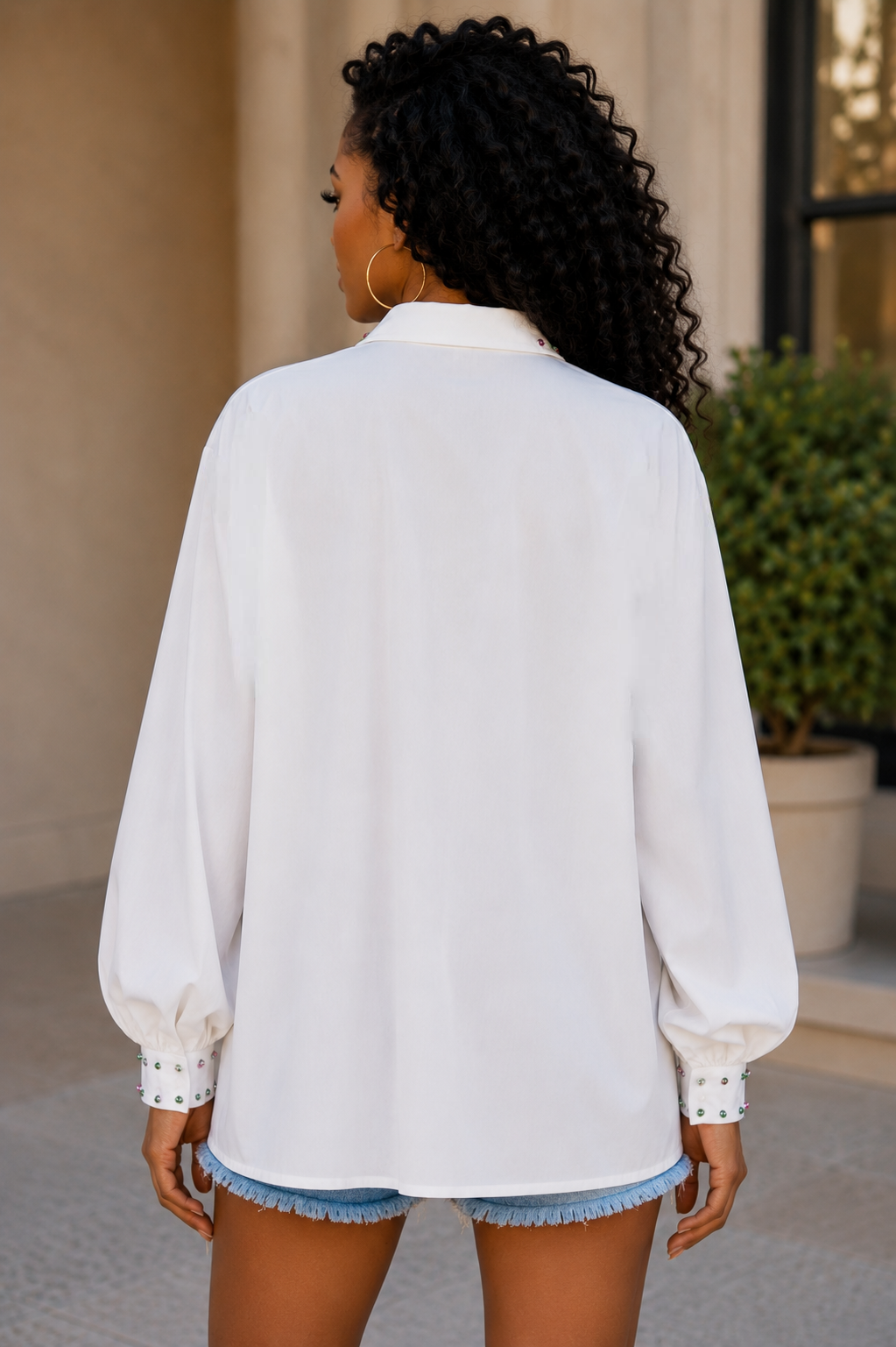 STUDDED RHINESTONE WINGS OVERSIZED TOP