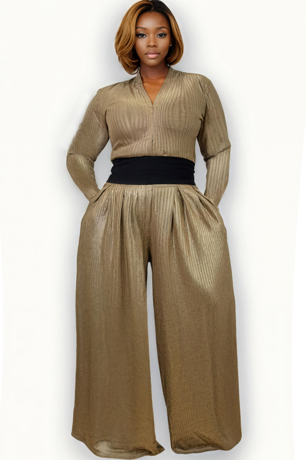 Gold Palazzo Pants Set