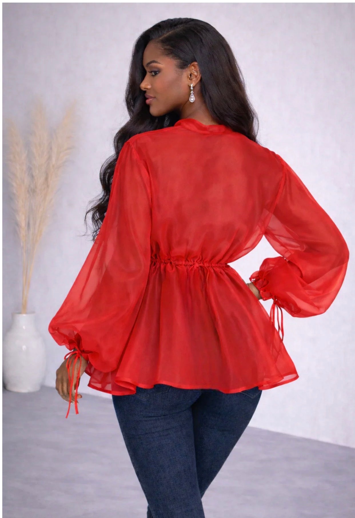 Bow Neck Peplum Top