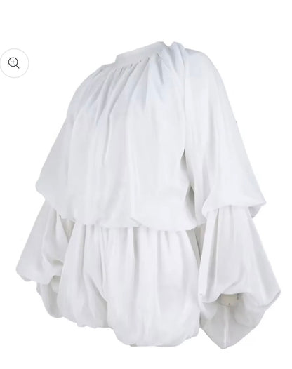 LS DRAPED MESH ROMPER