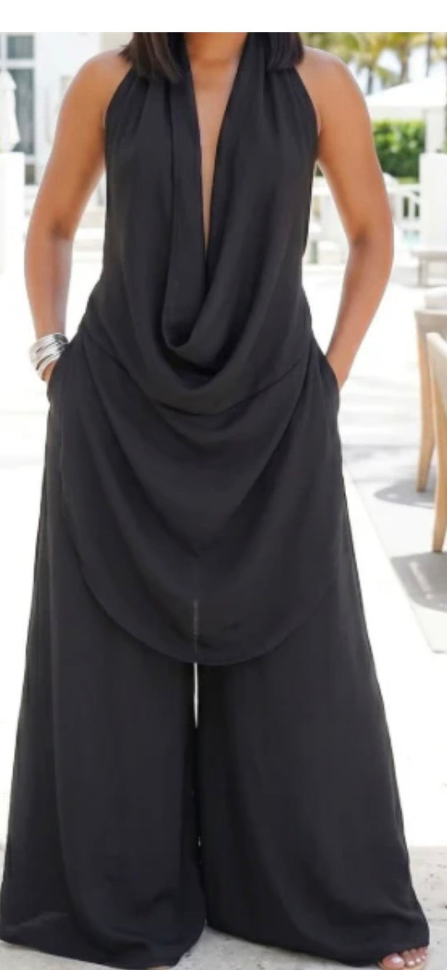 LONG COWL NECK TOP & PANTS SET