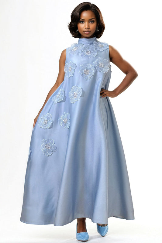 Flower Appliqués Dress (Maxi)