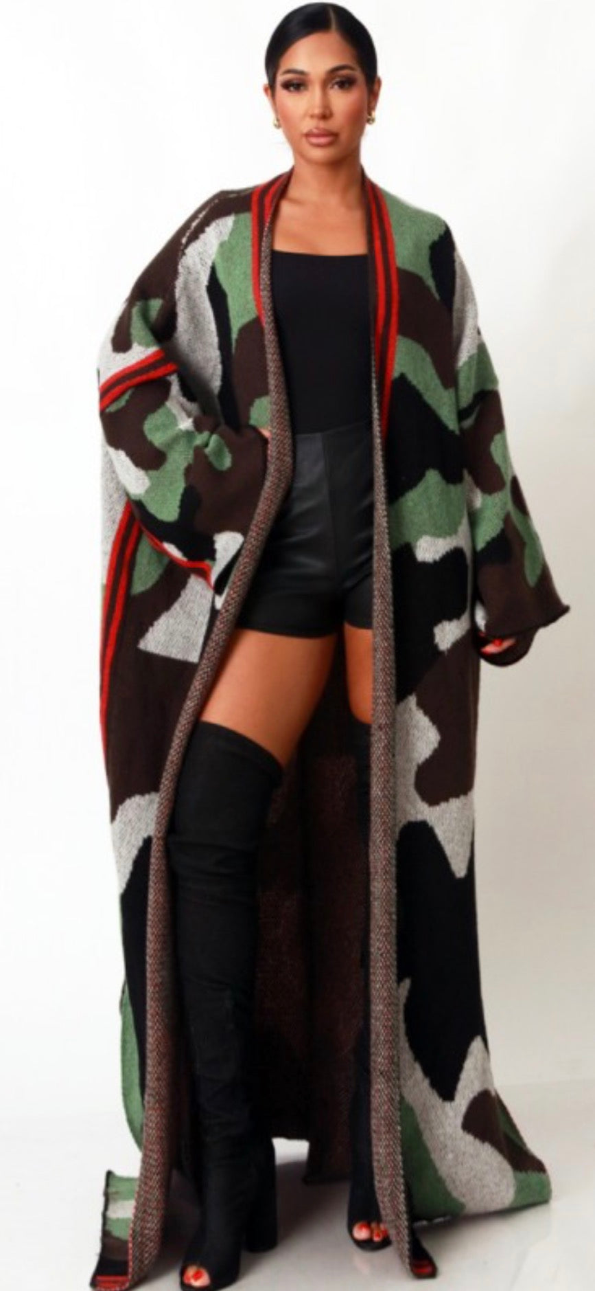 Camouflage Print Cardigan