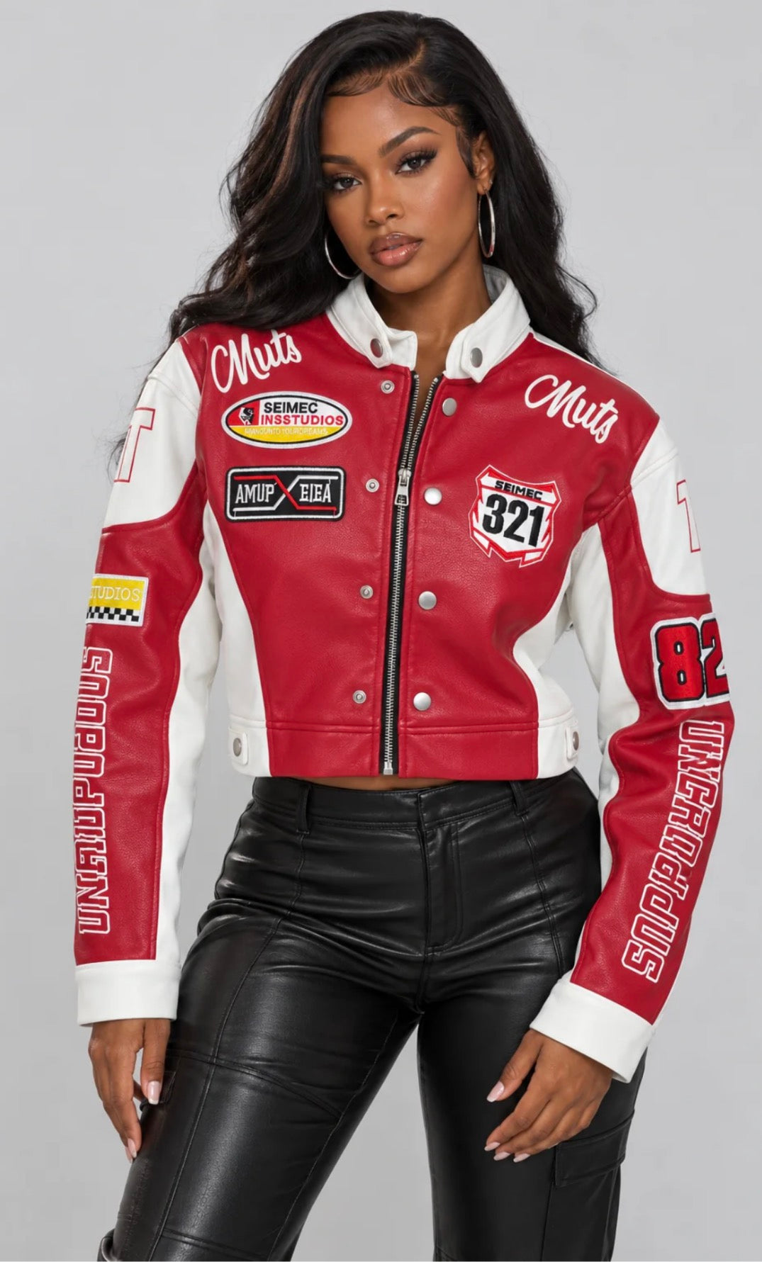 FAUX LEATHER RACING JACKET