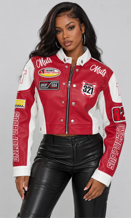 FAUX LEATHER RACING JACKET