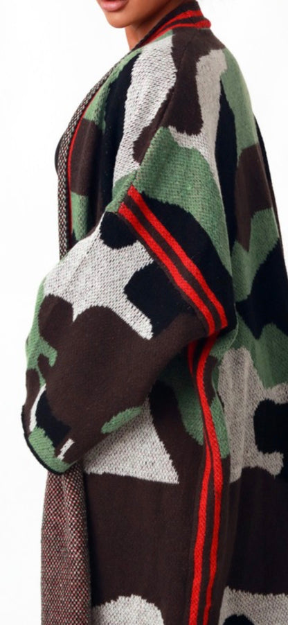 Camouflage Print Cardigan