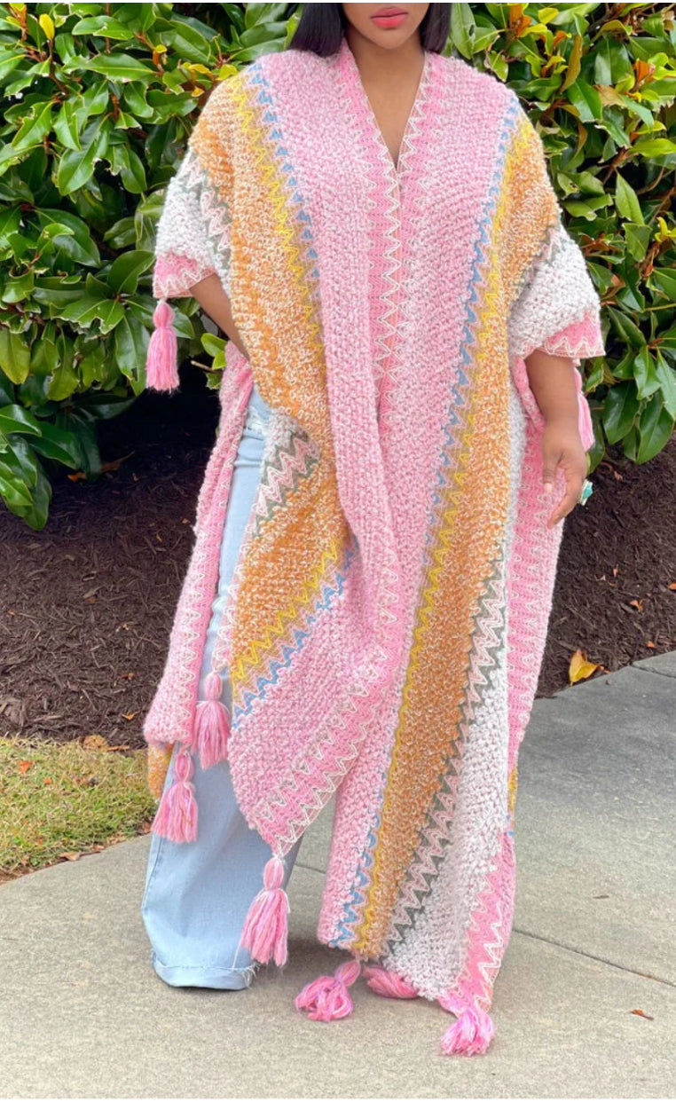 LONG MULTI COLOR KNIT CARDIGAN (ONE SIZE)