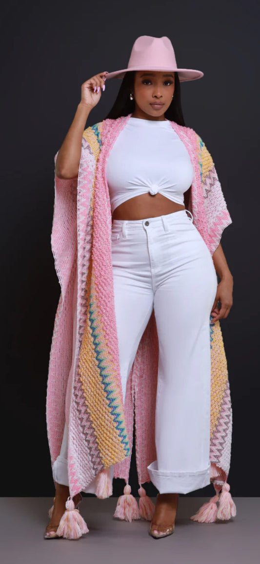 LONG MULTI COLOR KNIT CARDIGAN (ONE SIZE)
