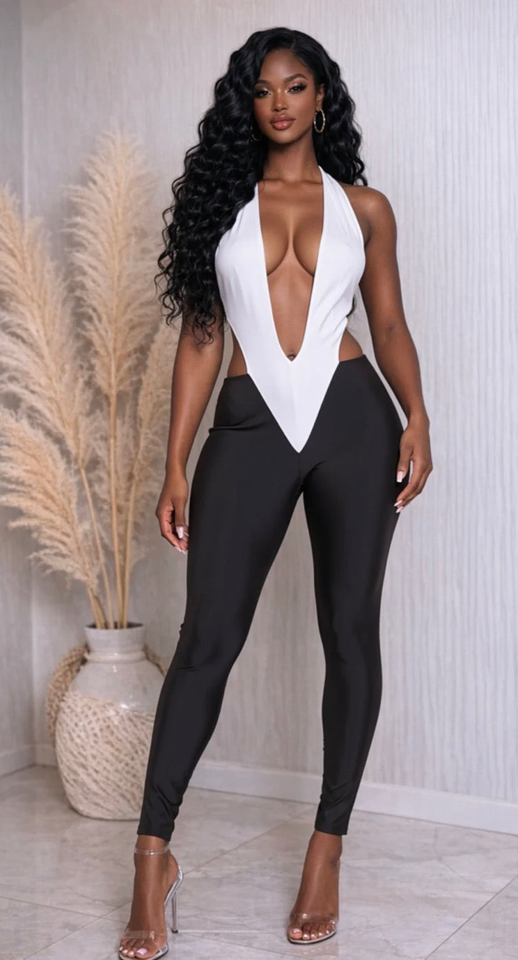 HALTER COLORBLOCK JUMPSUIT