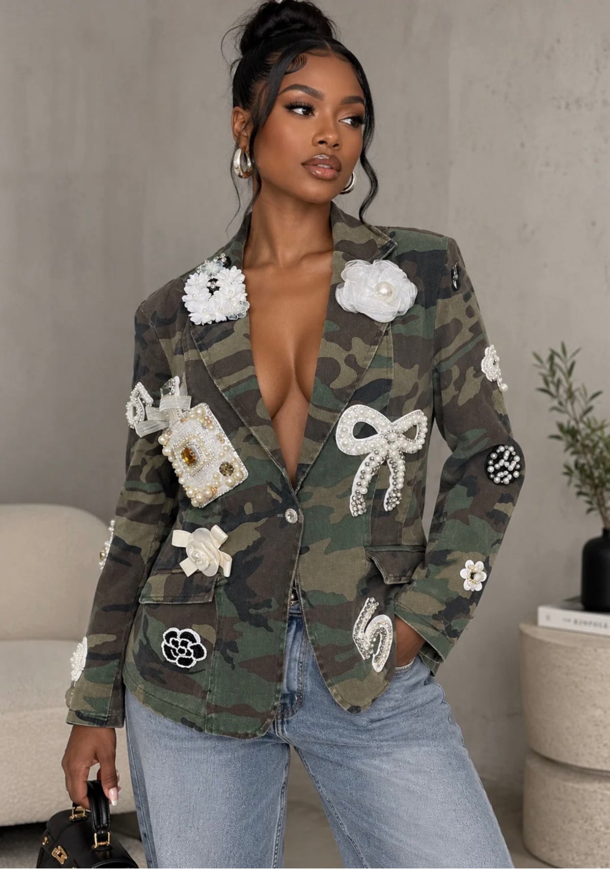 PATCHED DENIM BLAZER