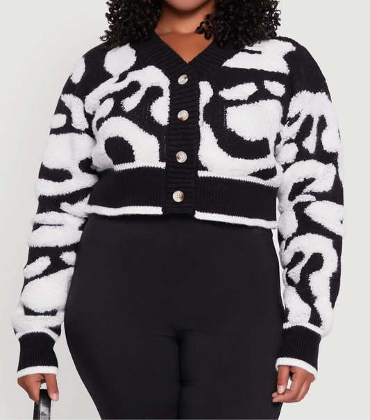 Knit Crop Cardigan (Plus)
