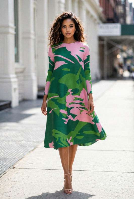 TROPICAL BOUNCE MIDI DRESS