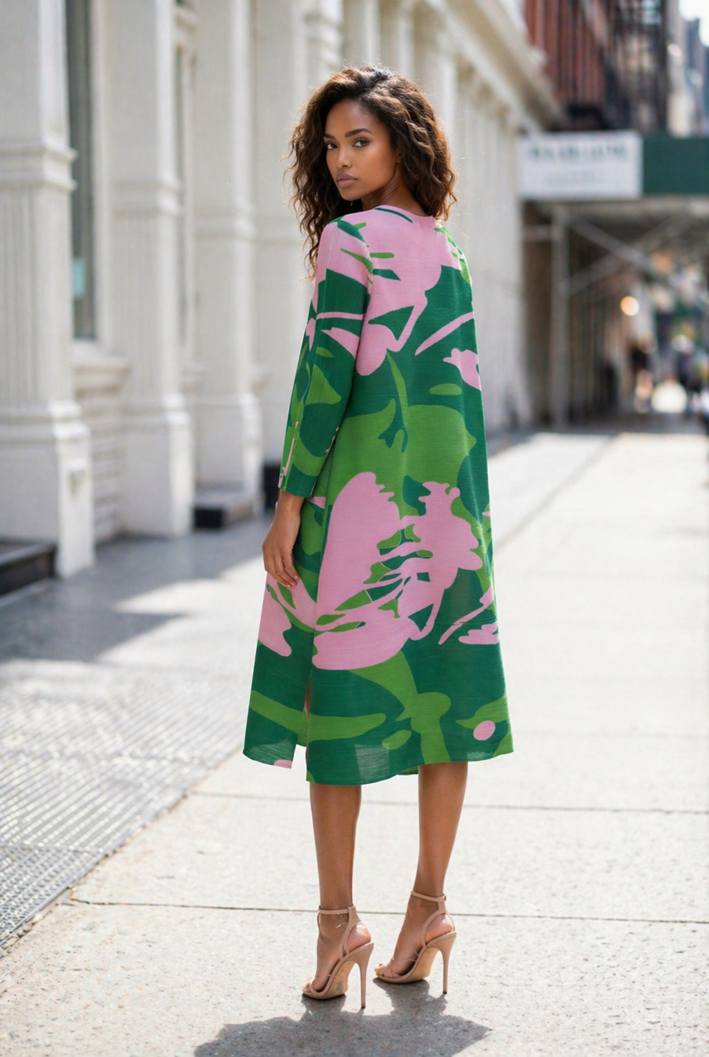 TROPICAL BOUNCE MIDI DRESS