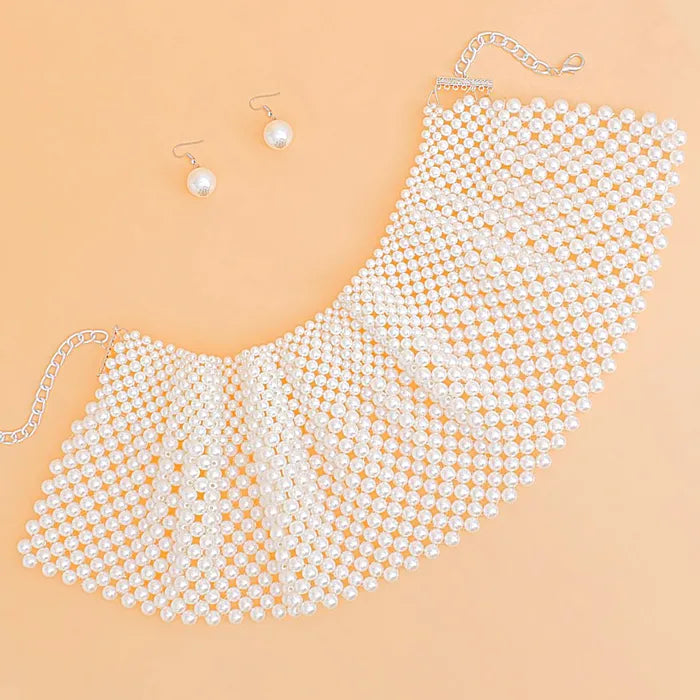 CHOKER PEARL BIB SET